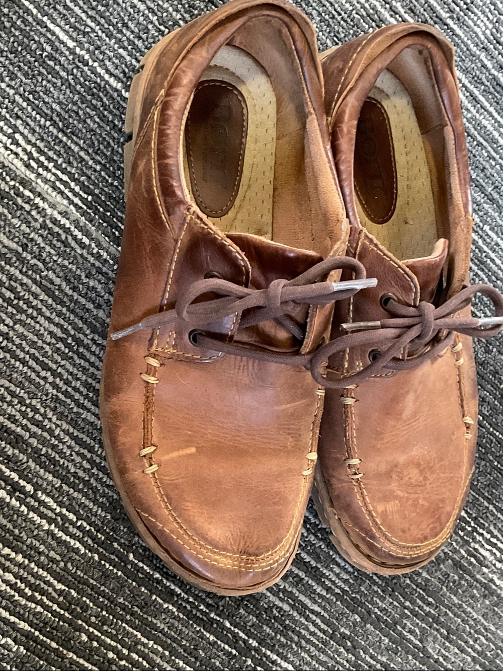 Born Men's Brown Leather Boat Shoes with Lace Detail